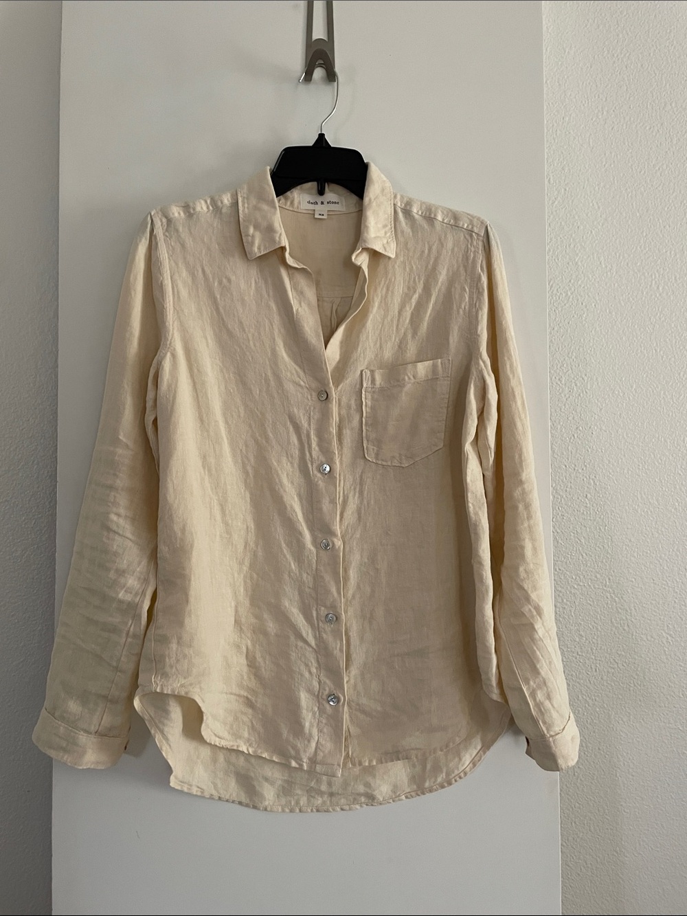 Cloth & Stone Pure Linen Button Down Shirt Top Ivory Beige NWOT